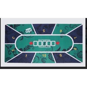Unbranded Texas Holdem Poker Mat Unisex 47x24 Teal New Waterproof Rubber Base